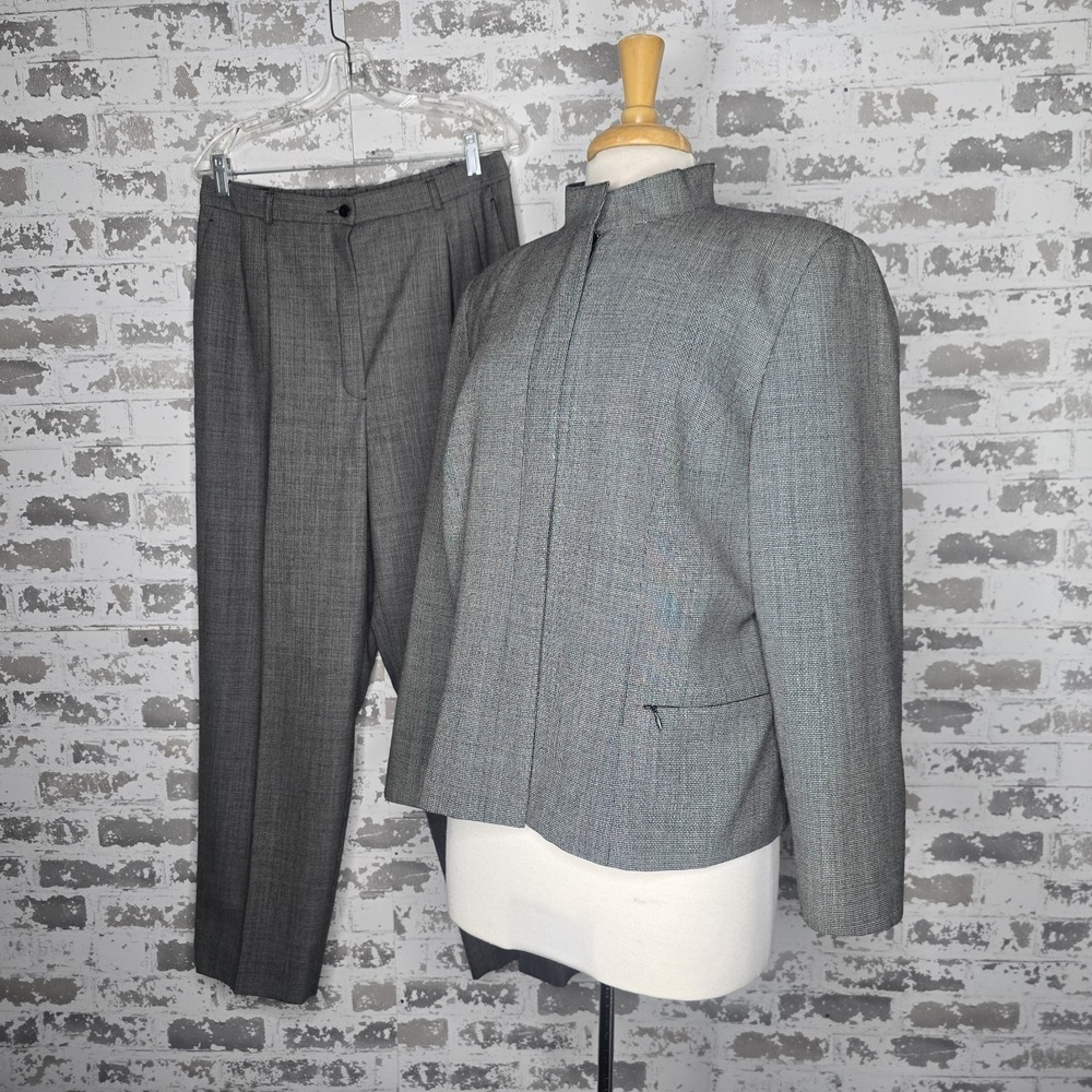 Vintage Pendleton Pant Suit Womens 14 Gray 100% Virgin Wool Made In USA Career